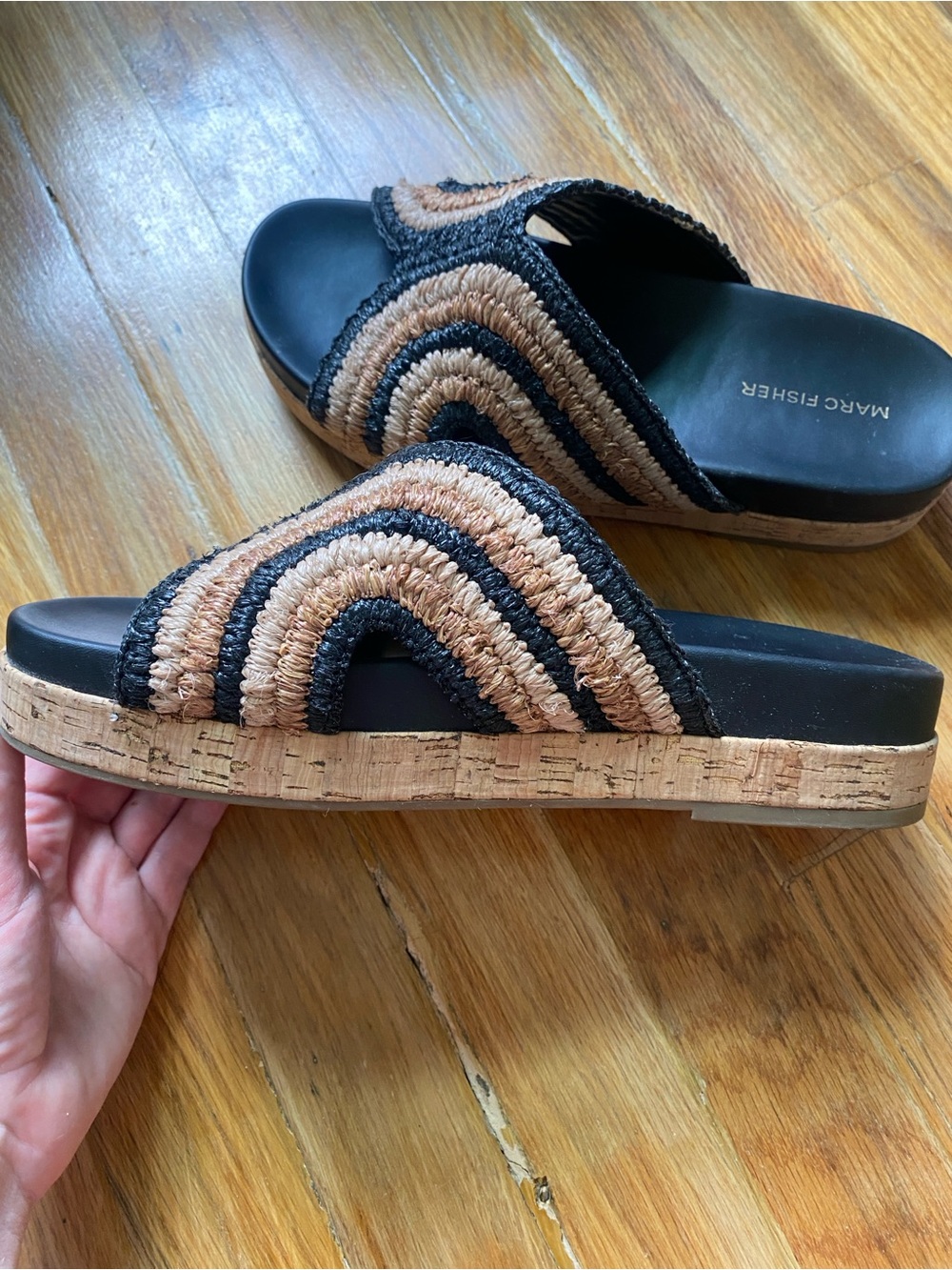 Marc Fisher platform sandal: size 9, Raffia tan and Cork - Picture 5 of 6
